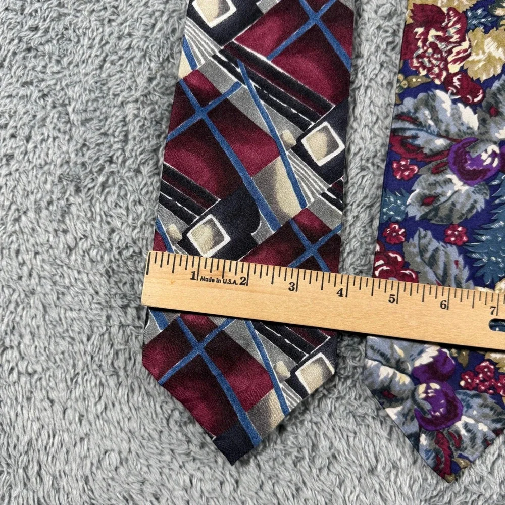 VTG Lot of 3 Christian Dior Silk Tie Mens Multicolored Geometric‎ Floral Paisley